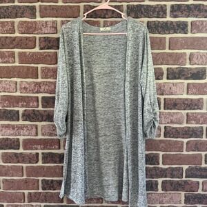 Prospect BLVD Brooklyn NY Womens XL Gray Heathered Ruched Sleeve Open Cardigan